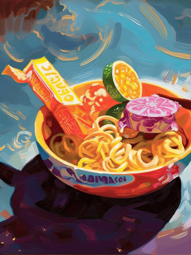 A Ramen Bowl Oil Painting 4
