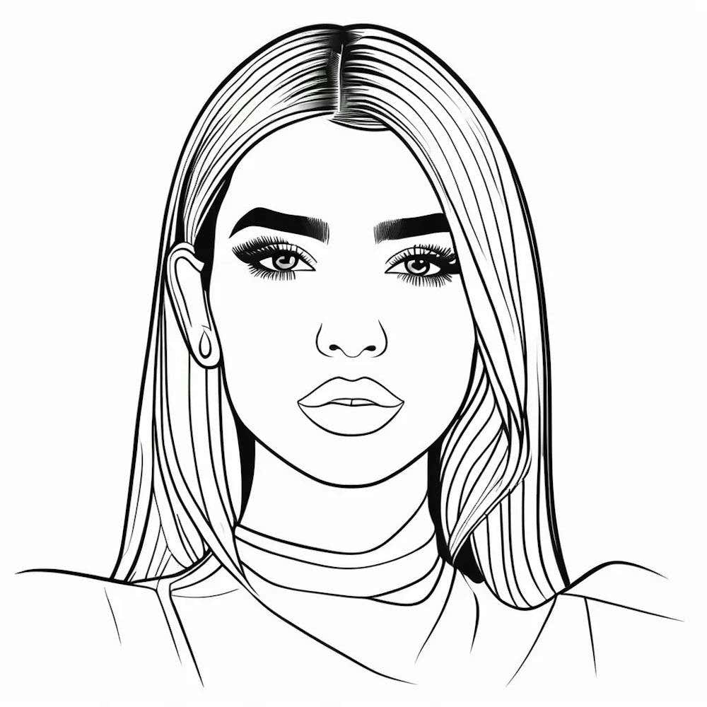 Portriat of dua lipa in line art