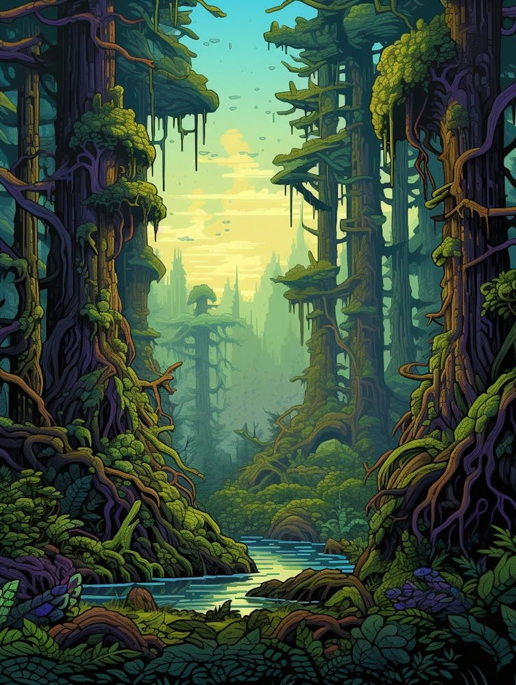 Hoh Rainforest Pixel Art 4