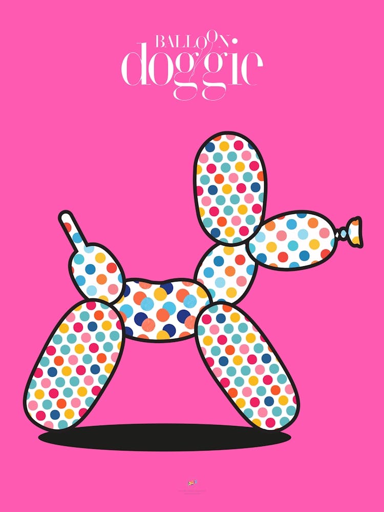 BALLOON DOGGIES WHITE + DOTS | Digital art | Pop Art World 2025 This character was invented by someone who played with making figures with balloons. Suddenly, in his skillful hands appeared this little dog, today baptized by Pop Art World as Balloon Doggi