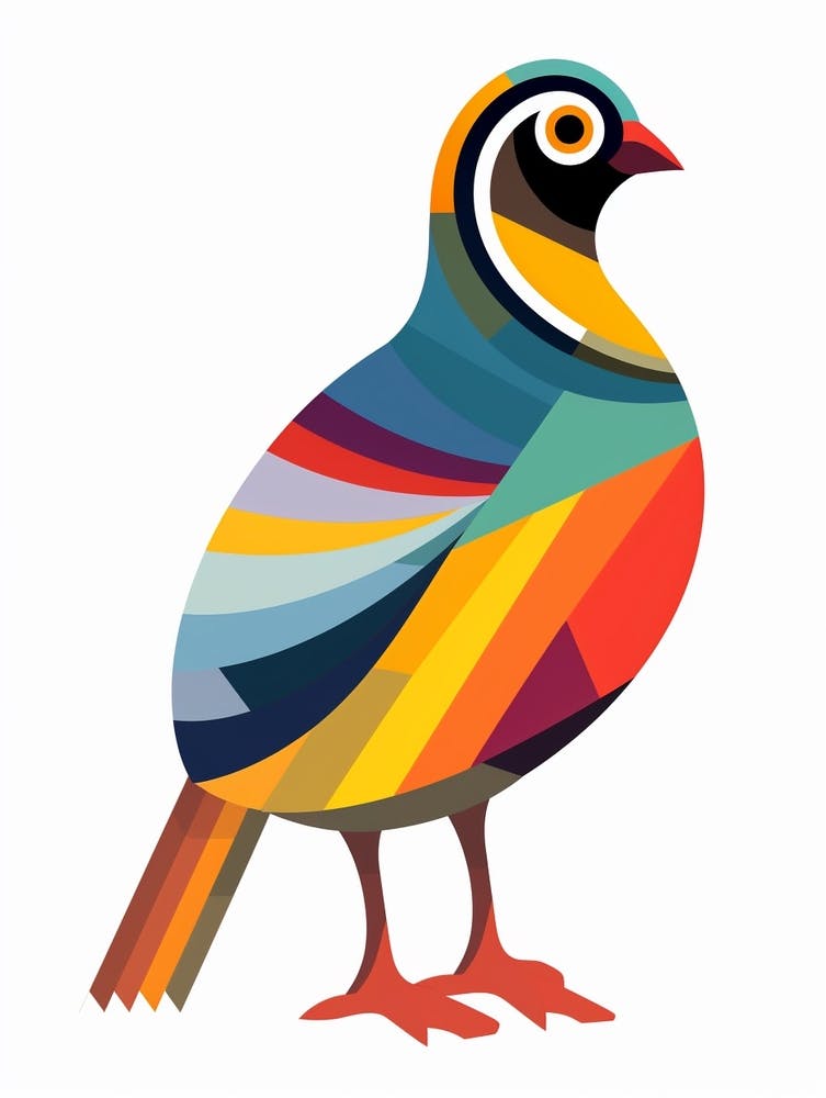 Colourful Geometric Bird Partridge 1