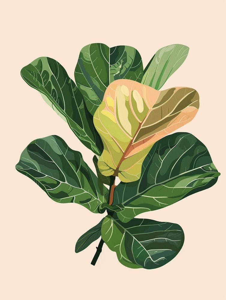 Fiddle Leaf Fig Plant Minimalist Illustration 2