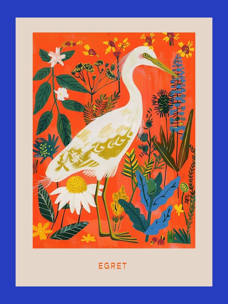 Spring Birds Poster Egret 2