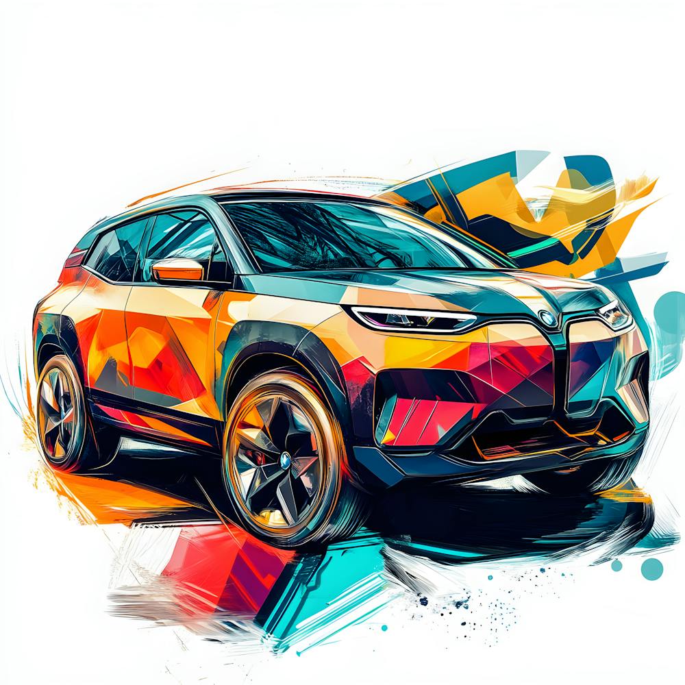 Futuristic Speed – Abstract Geometric Car Art With Vibrant Colors