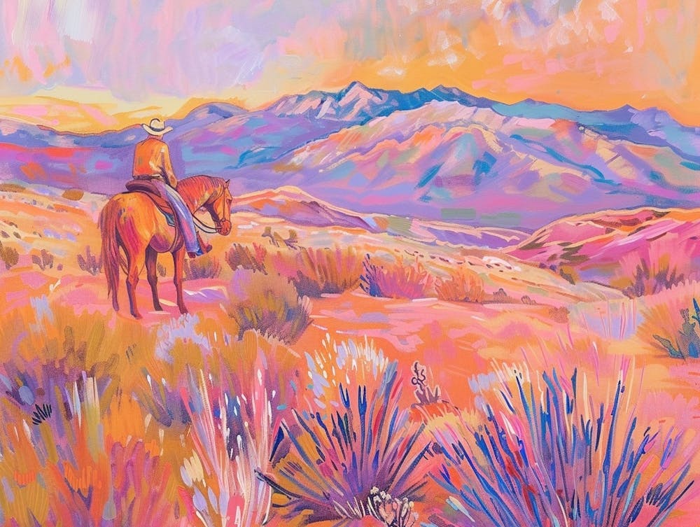 Cowboy Painting Sierra Nevada Mountains 4