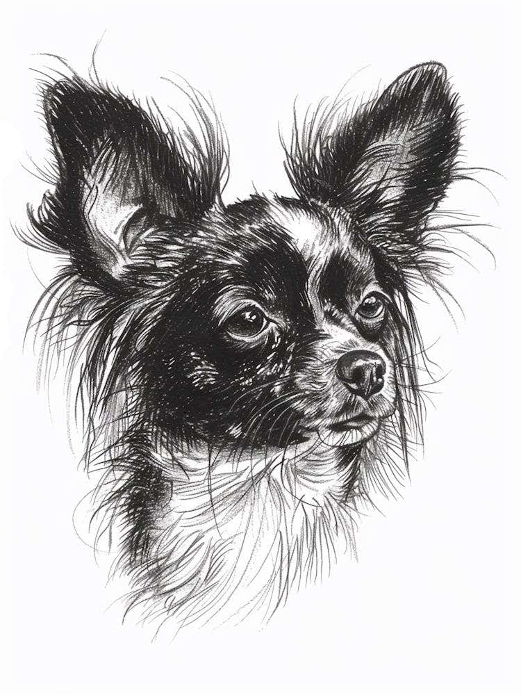 Papillon Dog Line Sketch 1