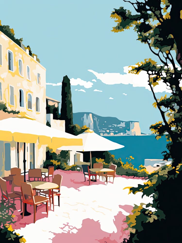 Capri, Italy, Flat Pastels Tones Illustration 3
