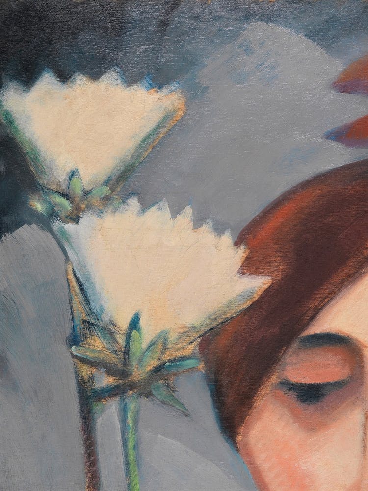 Flowers and Female Head by Dorothea Maetzel-Johannsen (1921) | vintage art | avant-garde art | modern contemporary art | FParrishs | Hamburg Secession movement