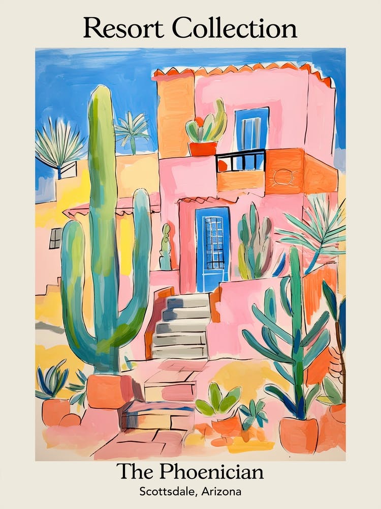 Poster Of The Phoenician   Scottsdale, Arizona   Resort Collection Storybook Illustration 2