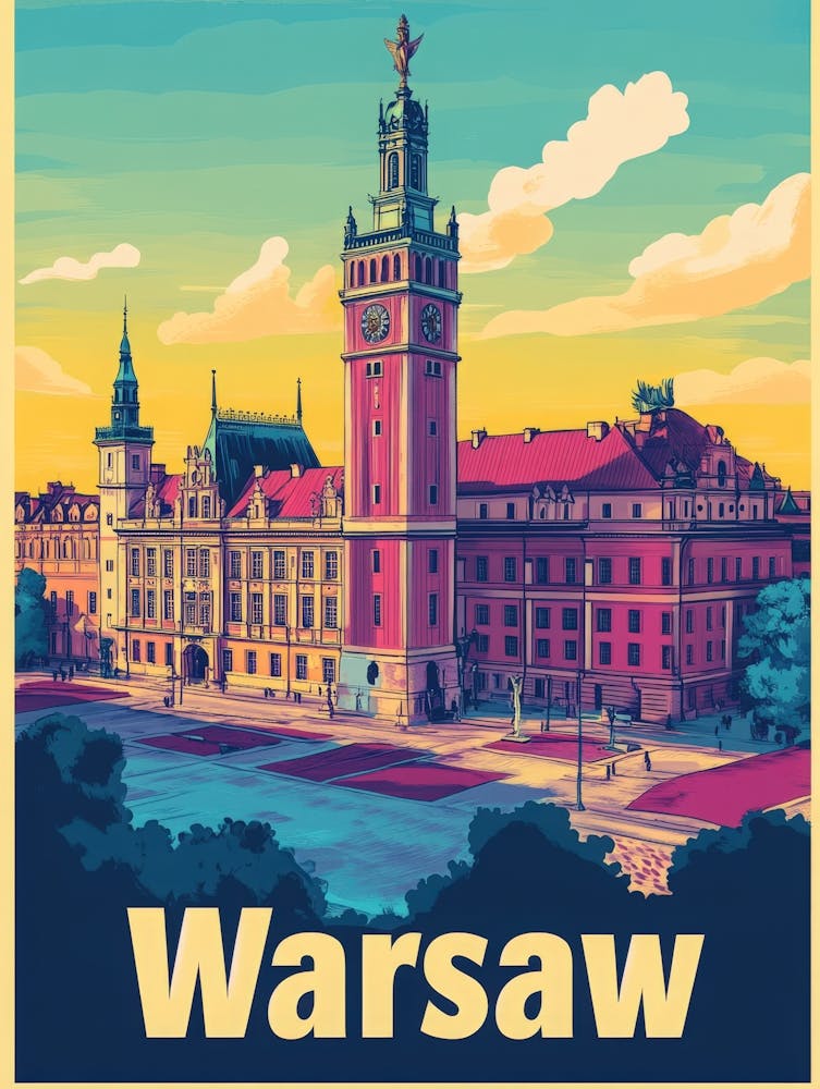 Aihrgdesign A Retro Travel Poster For Warsaw 2
