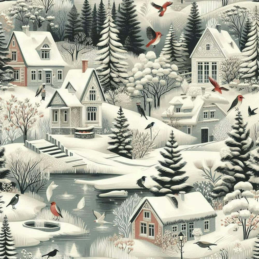 Winter Village In The Forest
