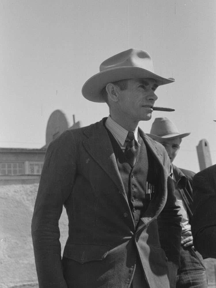 Untitled Photo, Possibly Related To Men Watching The Judging Of Hereford Steers At The San Angelo Fat Stock Show