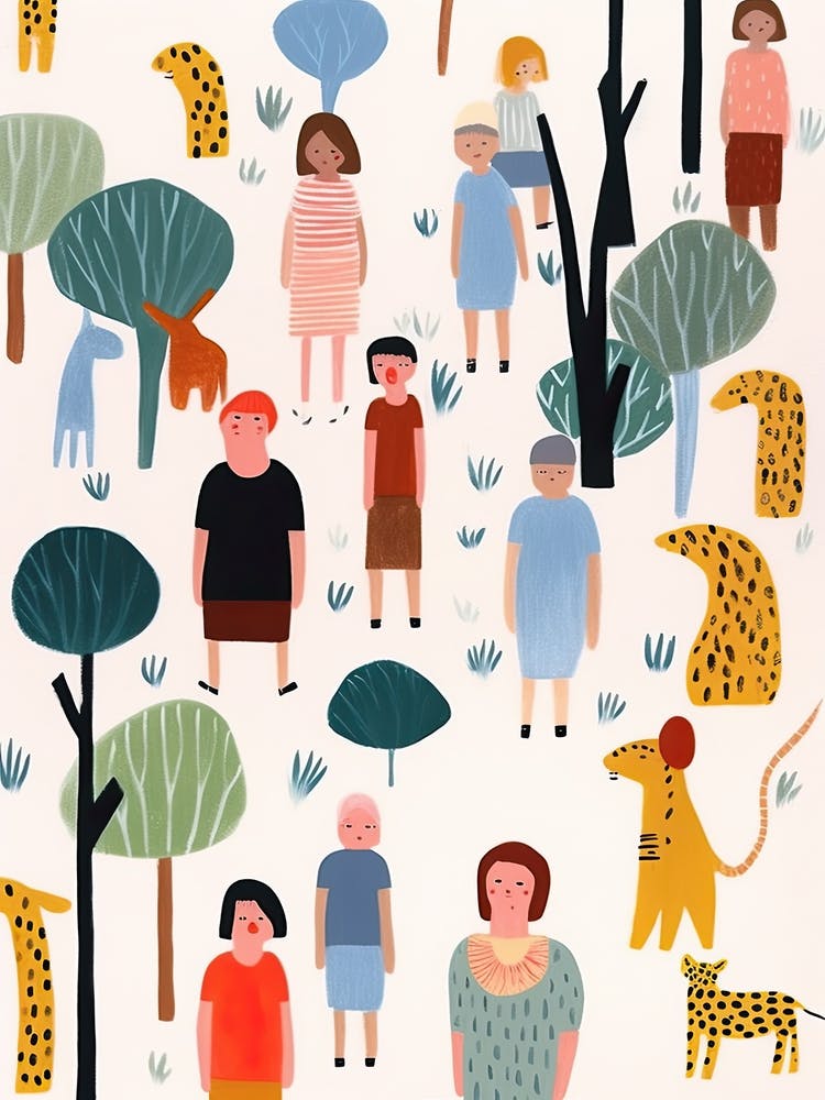 Tiny People At The Zoo Animals And Illustration 3