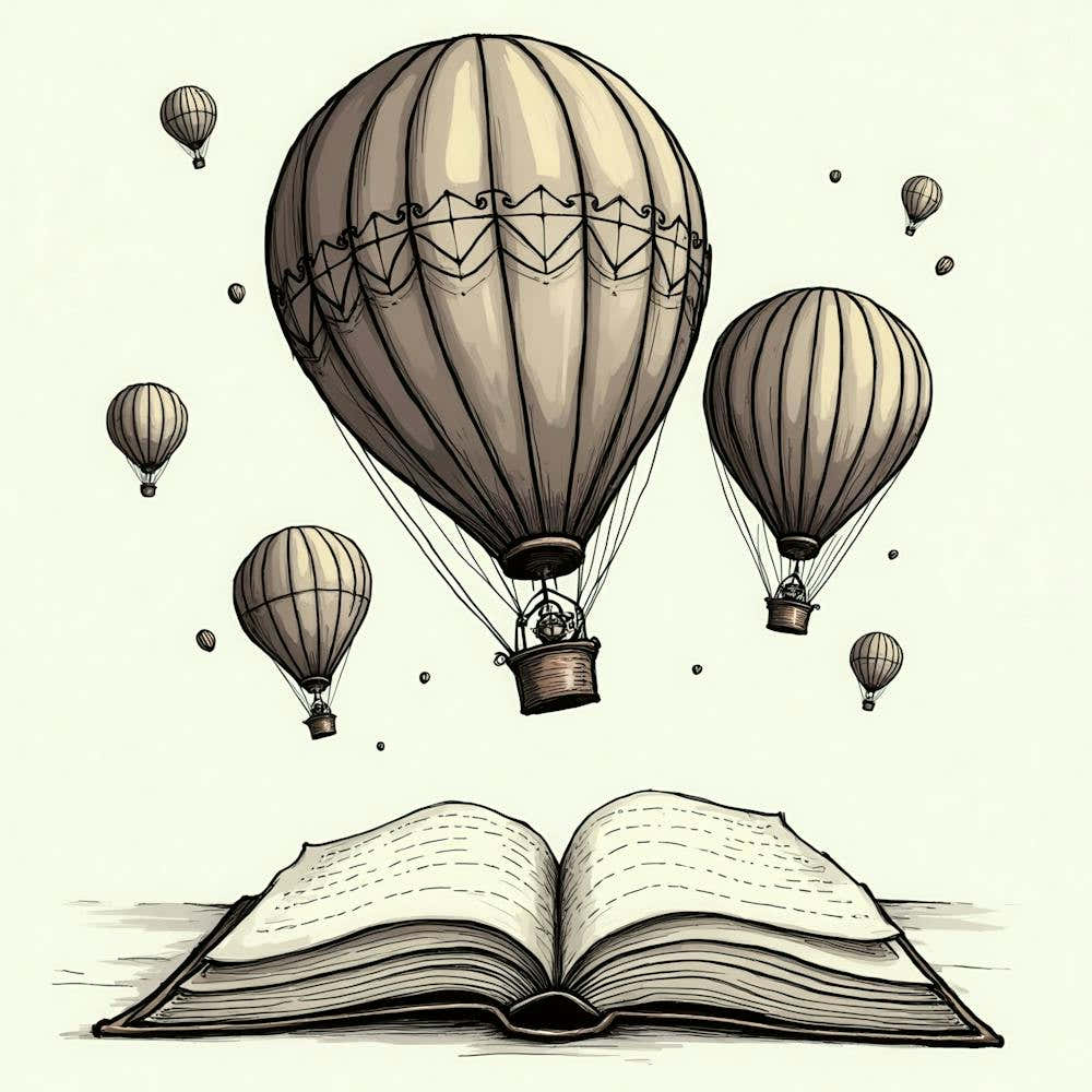 Hot Air Balloons Over Book