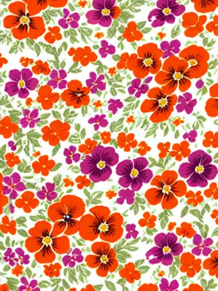 Pansy Floral Print Warm Tones 2 Flower