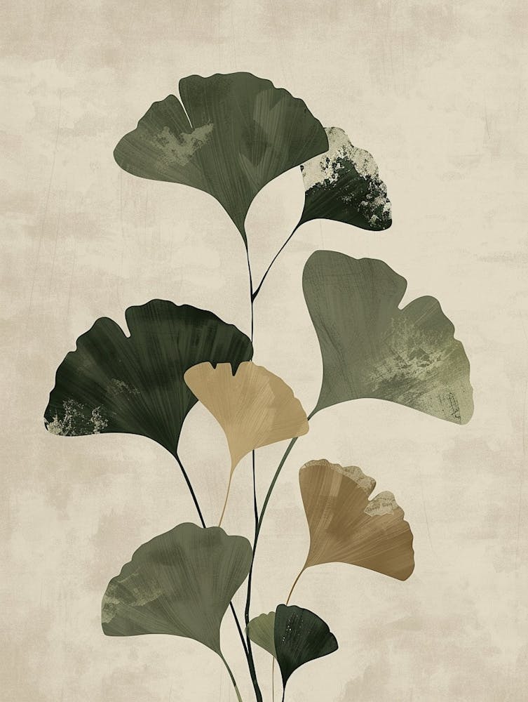 Ginkgo Tree Minimal Japandi Illustration 3