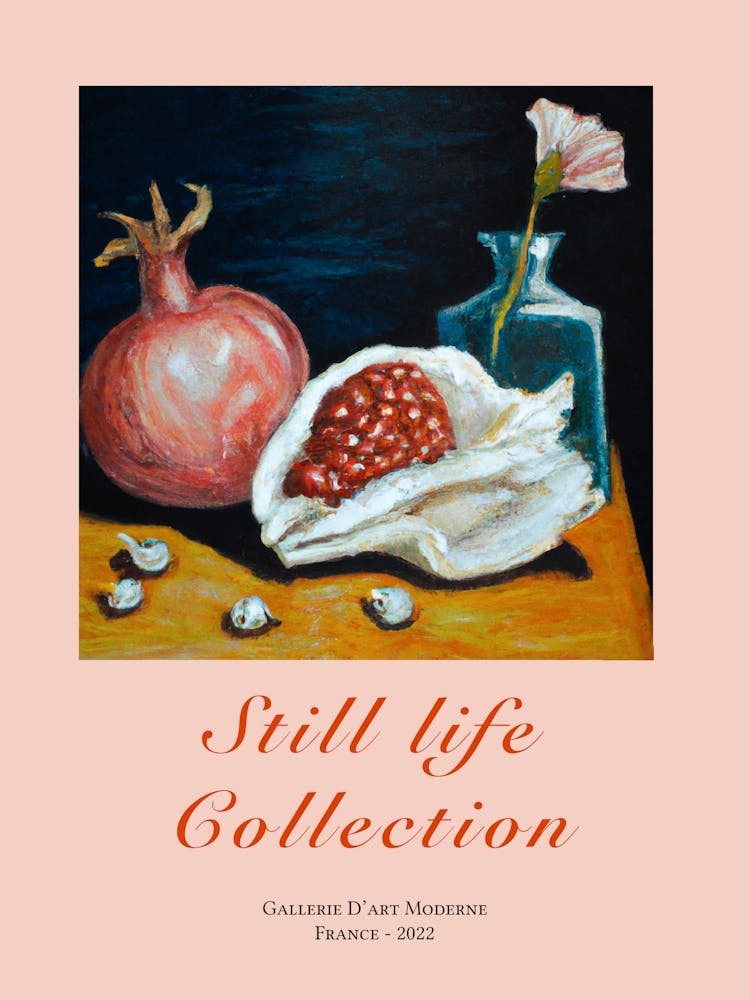 Still Life Collection Pomegranate And Sea Shell