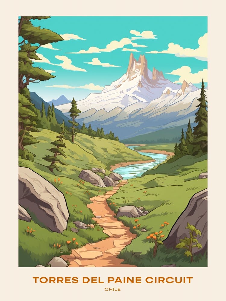 Torres Del Paine Circuit Chile 6 Hike Poster