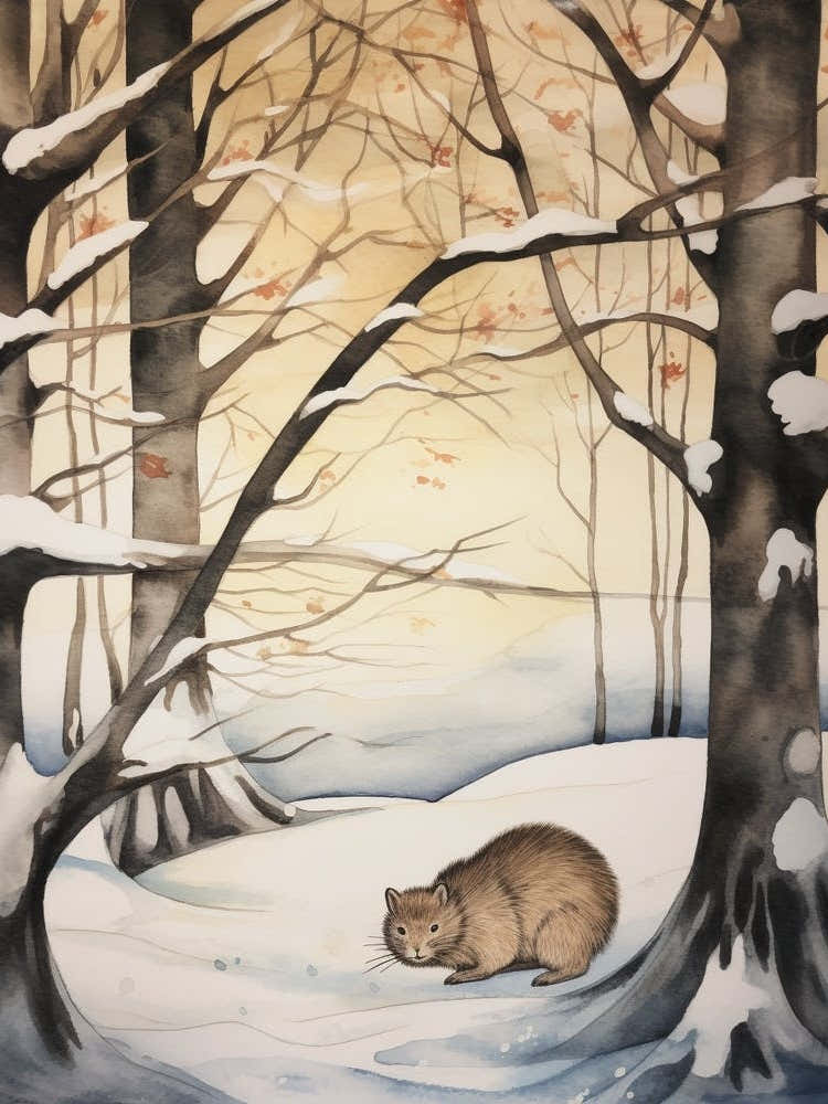 Winter Watercolour Vole