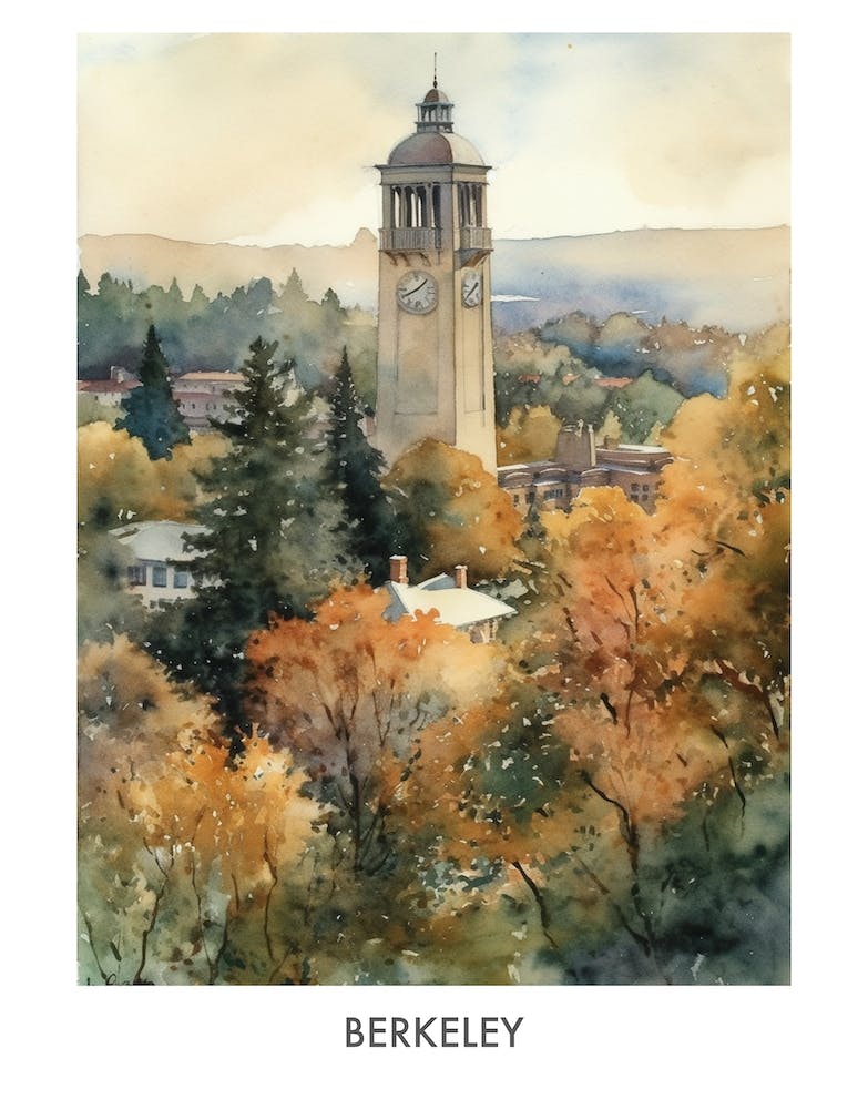 Berkeley Watercolor 3 Travel Poster