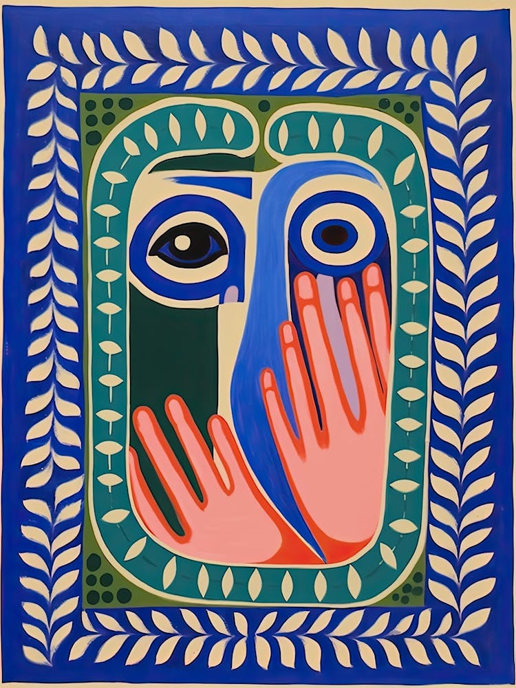 Folk Abstract Face Illustration 5