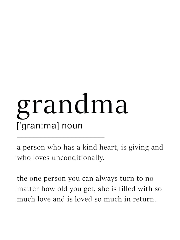 Grandma Definition Poster - Dictionary