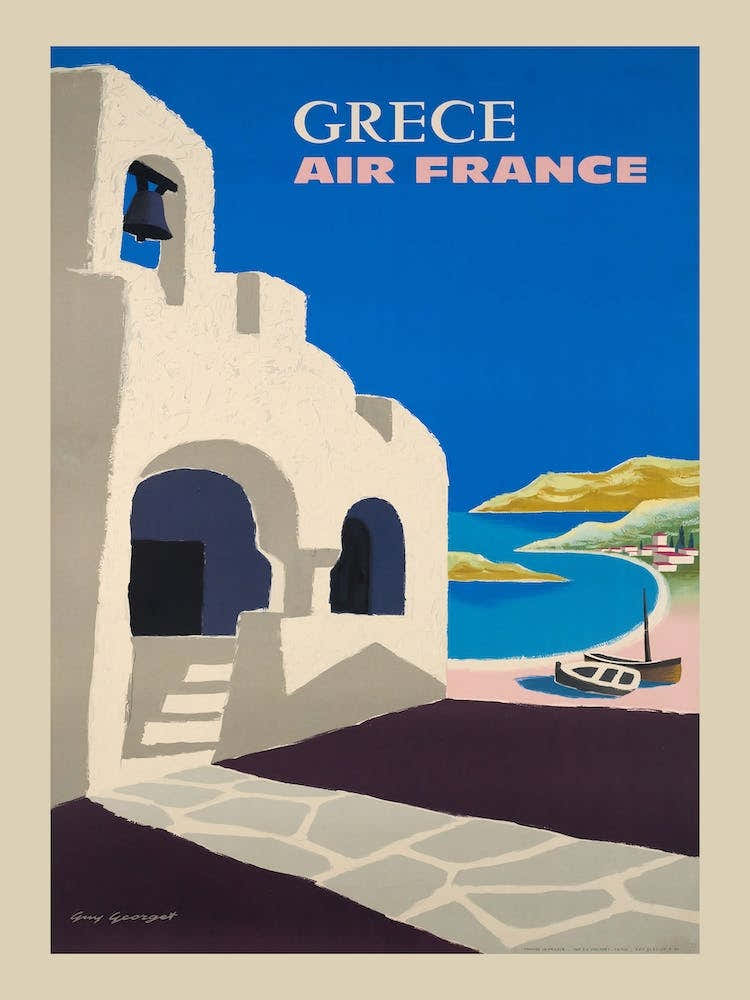Air France Greece Travel Poster