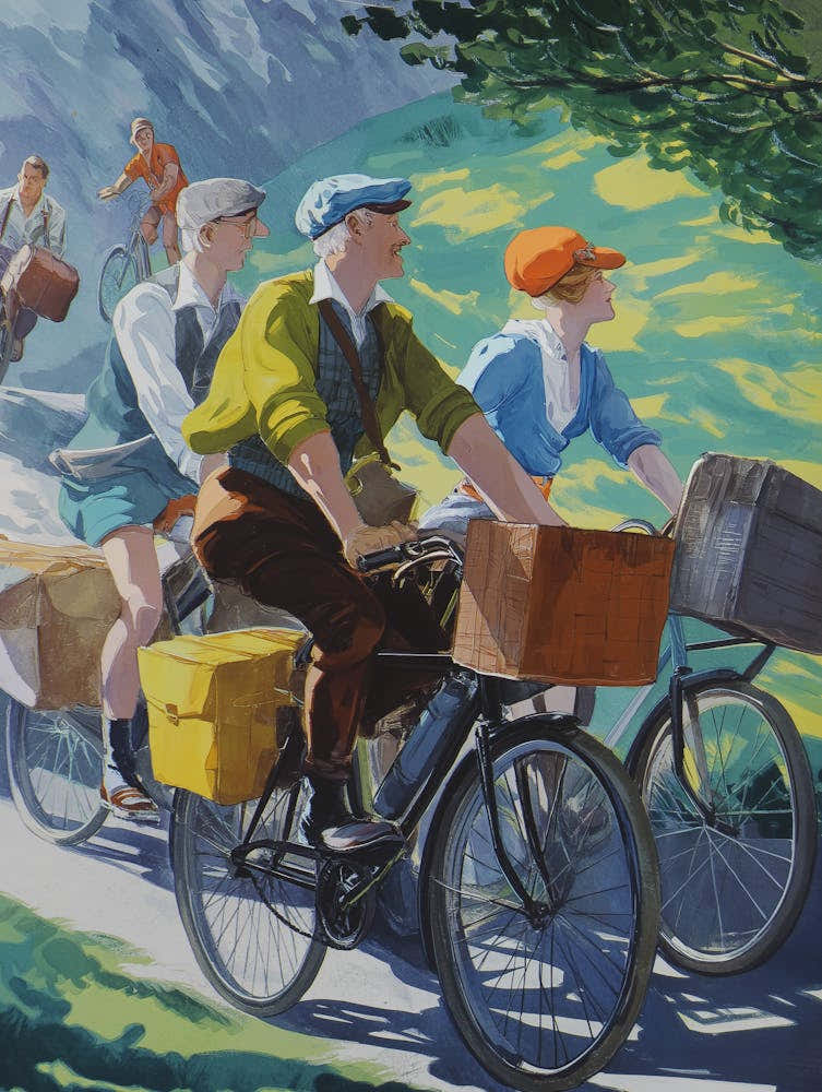 Poster Of A Group Of People Riding Bicycles