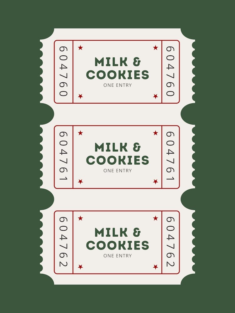 Milk And Cookies Ticket Christmas Poster