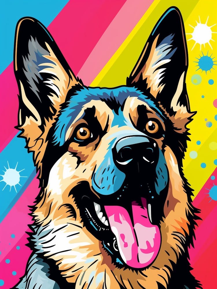 Pop Art Cartoon German Shepherd 1