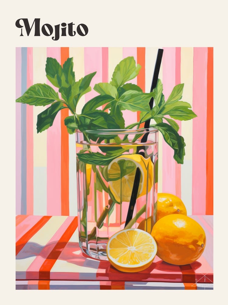 Mojito 2 Retro Cocktail Poster