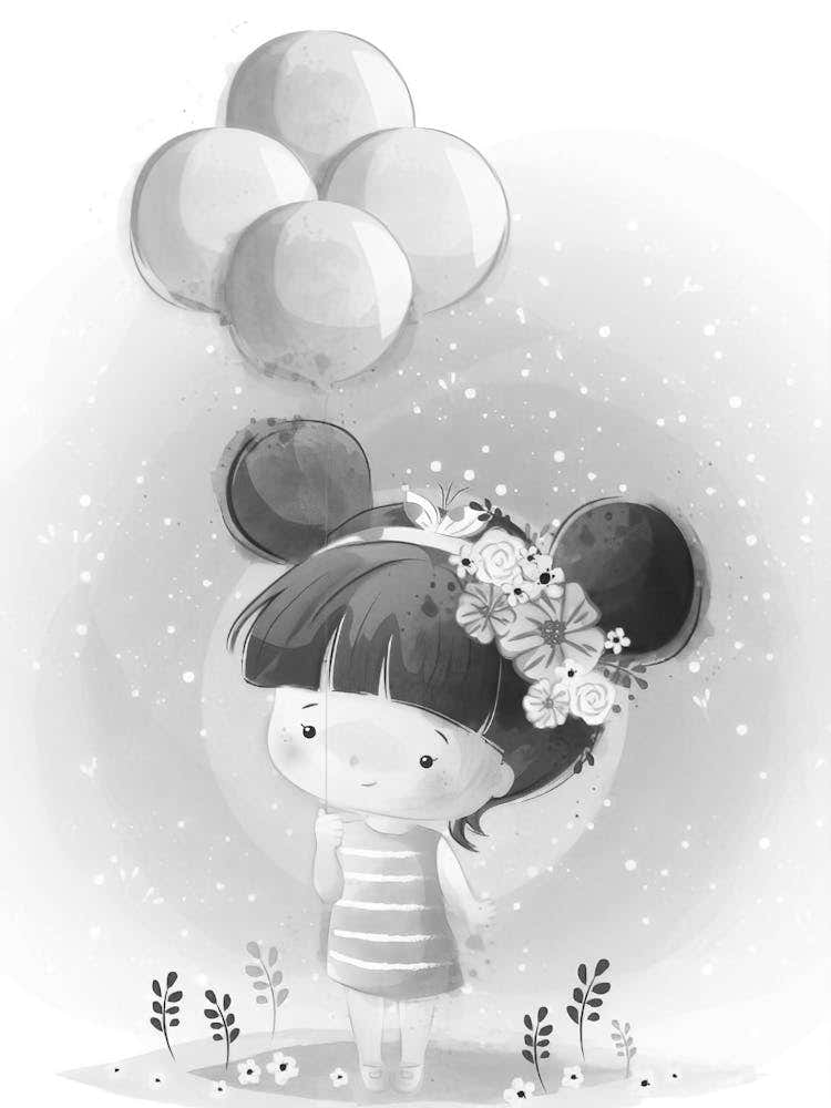 Little Girl With Balloons 1