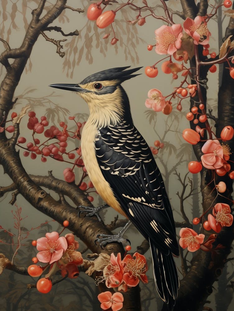 Dark And Moody Botanical Woodpecker 2