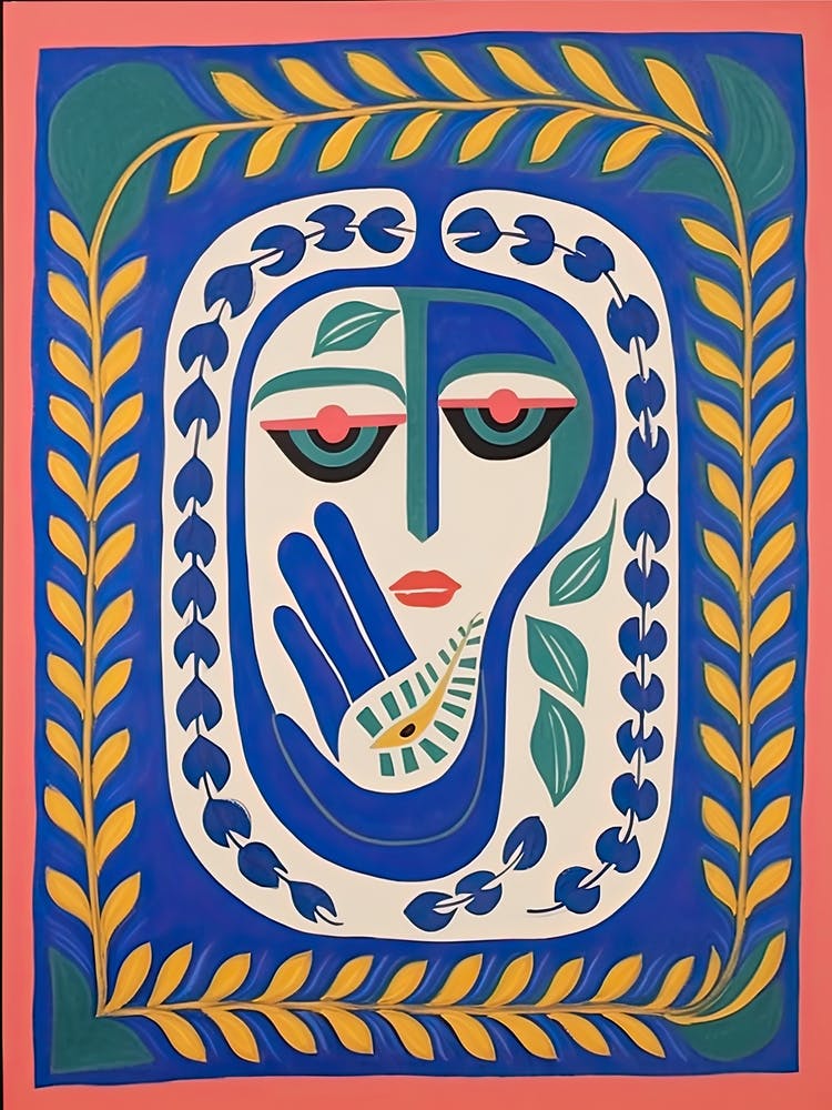 Folk Abstract Face Illustration 4