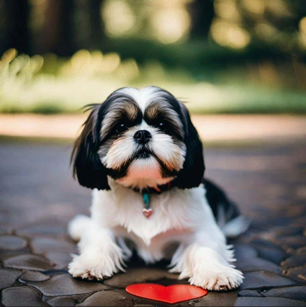 Shihtzu dog over heart