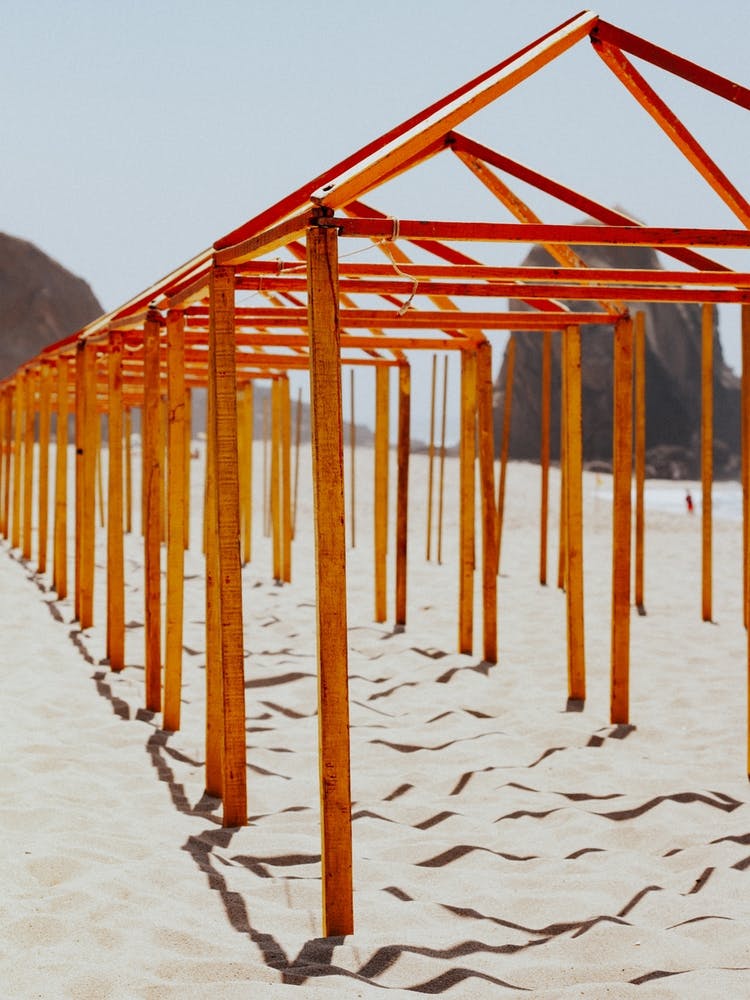 The Yellow Summer Beach Poles Portugal Travel