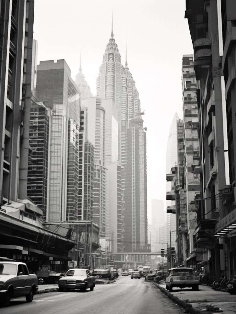 Kuala Lumpur, Malaysia, Black And White Old Photo 2