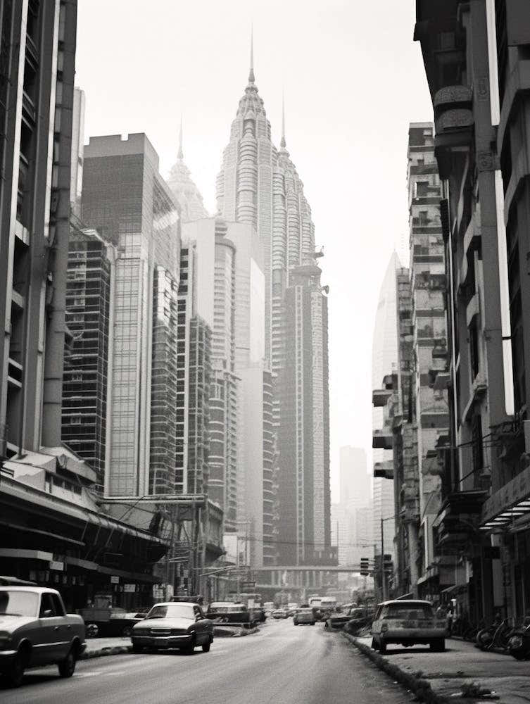 Kuala Lumpur, Malaysia, Black And White Old Photo 2