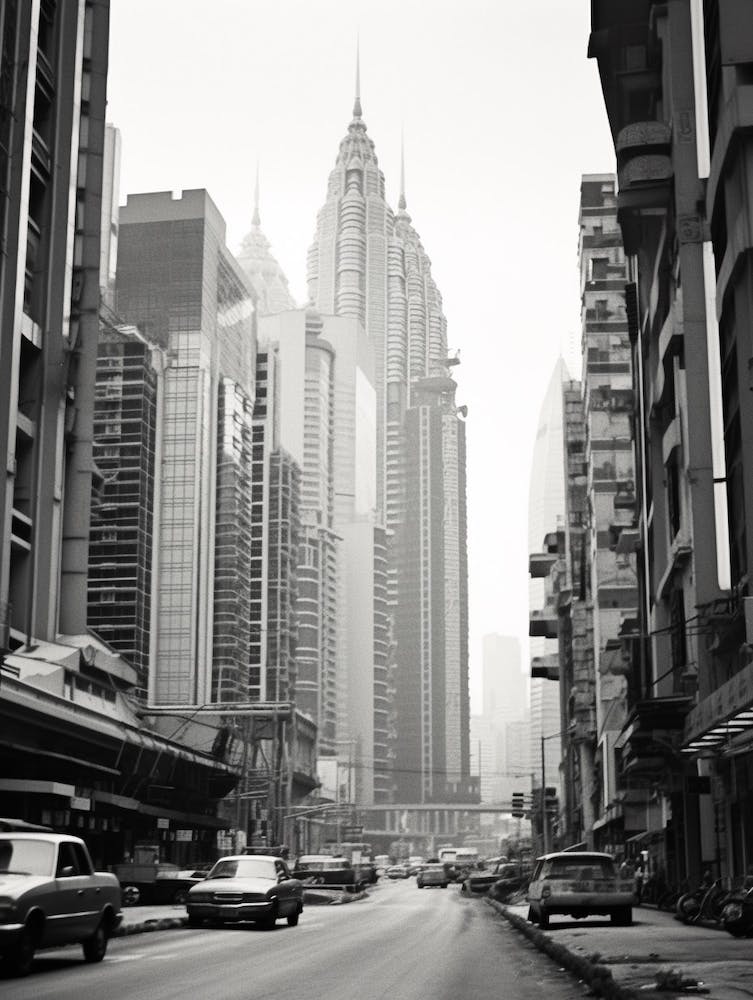 Kuala Lumpur, Malaysia, Black And White Old Photo 2