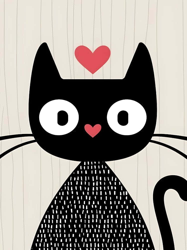 Black Cat With Heart