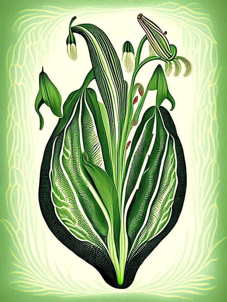 Adder's Tongue Fern Wildflower Vintage Botanical