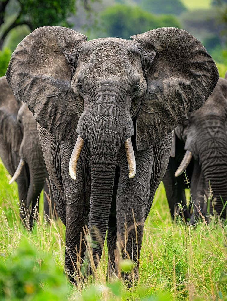 Herd Of Elephants In The Wild