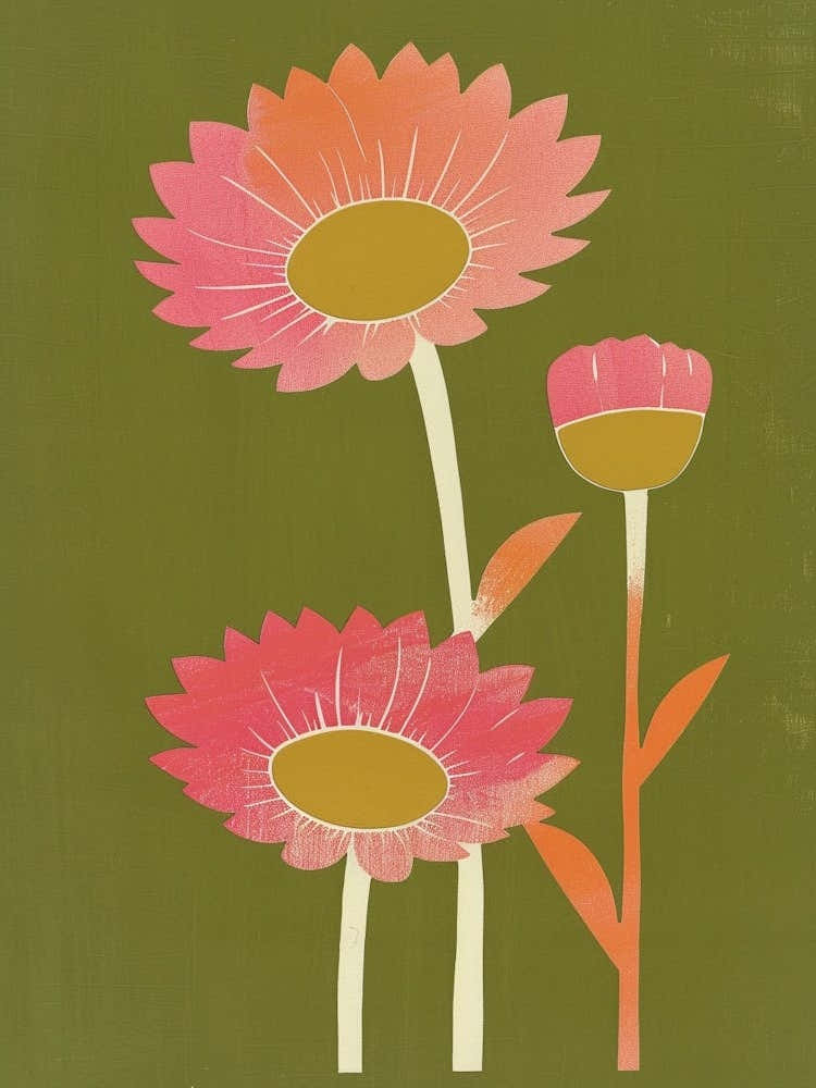 Pink & Green Sunflower 1