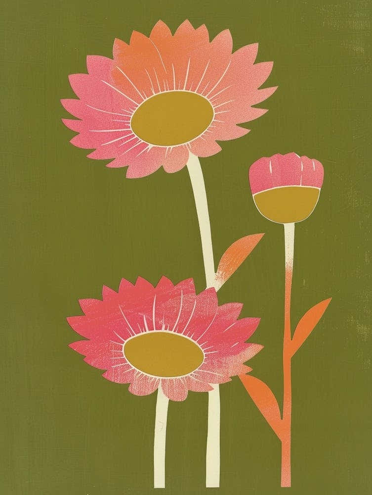 Pink & Green Sunflower 1