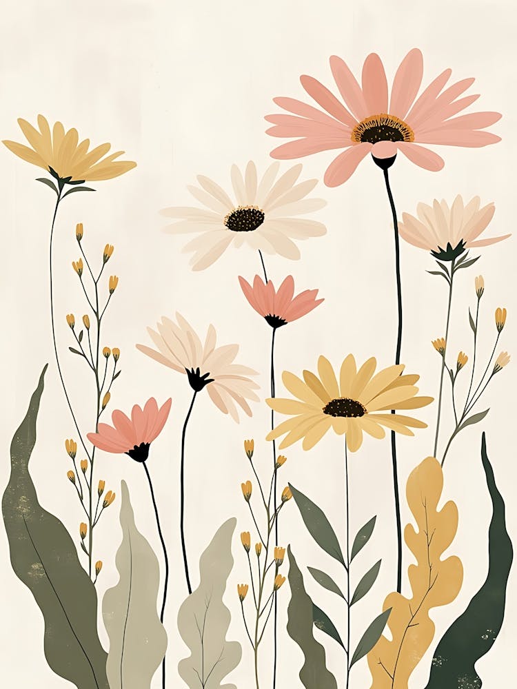 Modern Bohemian Flower Painting - Abstract Botanical Decor