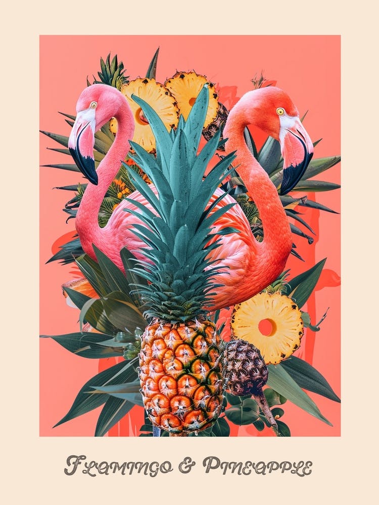 Flamingo & Pineapple Poster