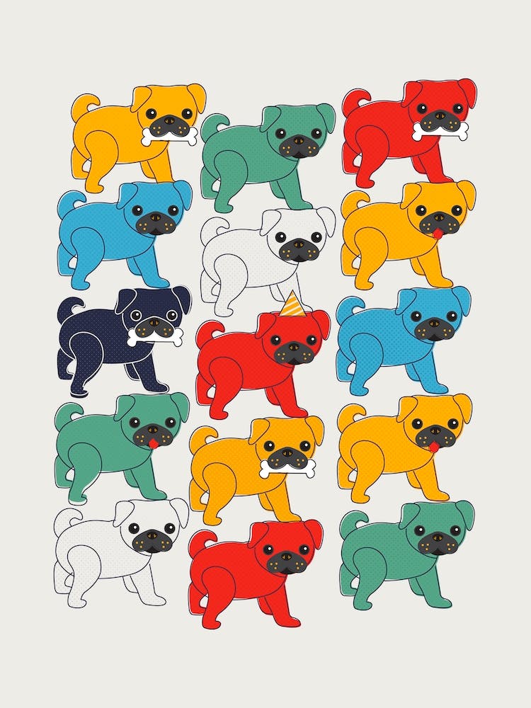 Colorful Pugs