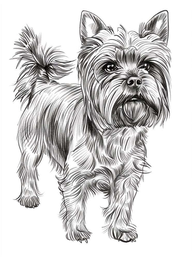 Yorkshire Terrier Dog Line Sketch 2