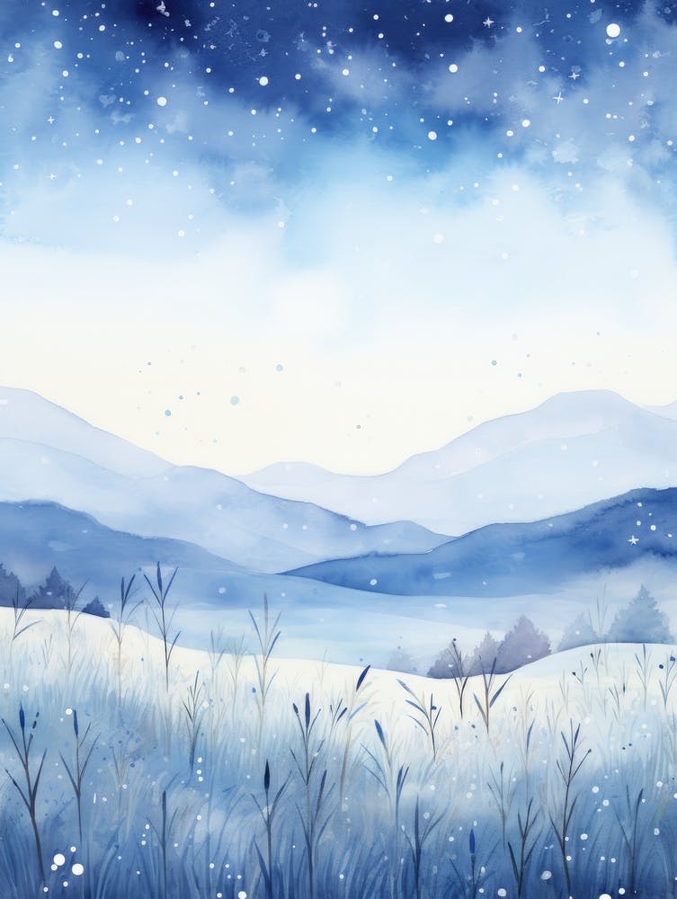 Watercolor Winter Landscape
