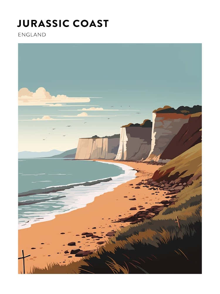 Jurassic Coast England 2 Hiking Trail Landscape Poster